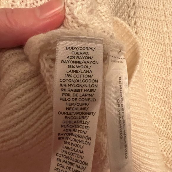 NWT! LOFT Off White Tunic Sweater with Cutouts, Size Medium - Picture 2 of 4